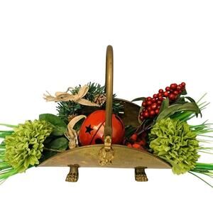 Vintage Brass Lion Head Footed Christmas Home Decor Mini Log Holder